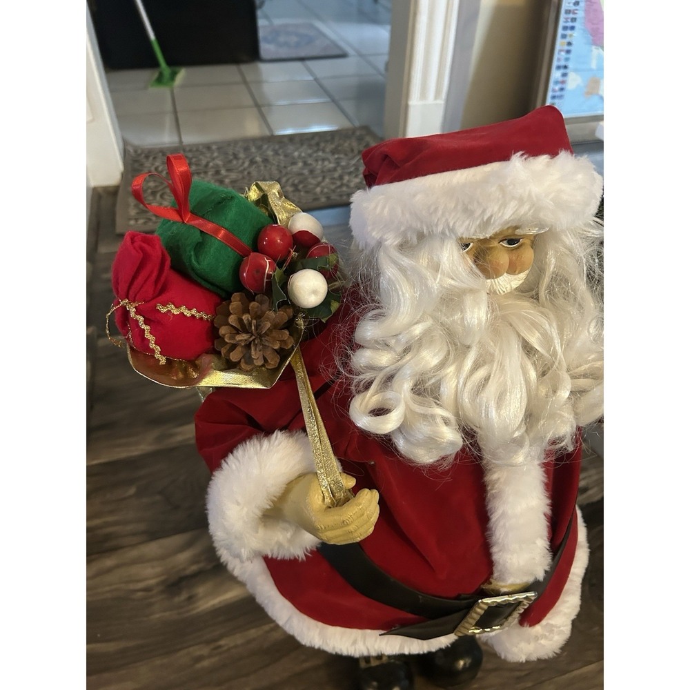 VINTAGE 24" SANTA 2 feet Tall Display Present And Tree Holding - Picture 4 of 8